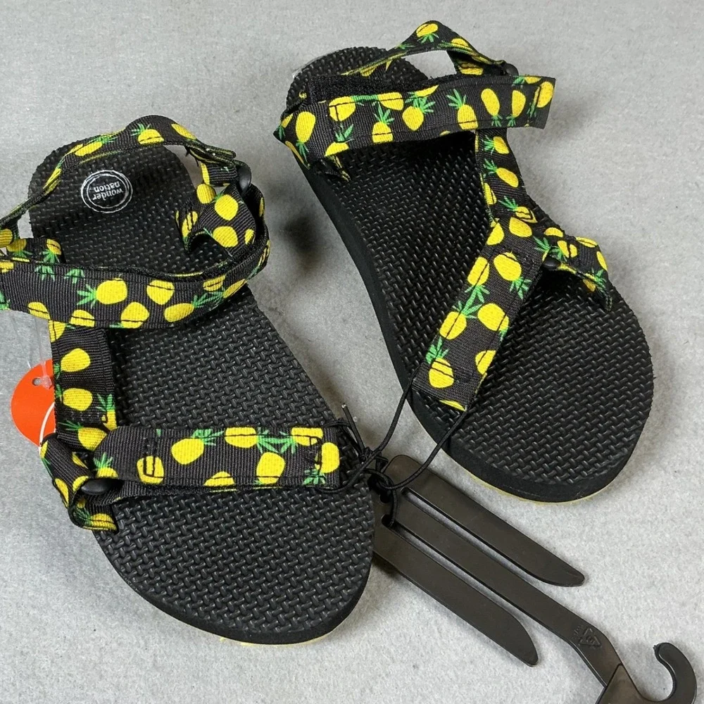 Wonder Nation Kids 1 Black Yellow Pineapple Sport Sandals New